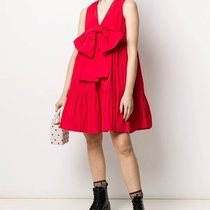 MSGM bow detail tiered dress